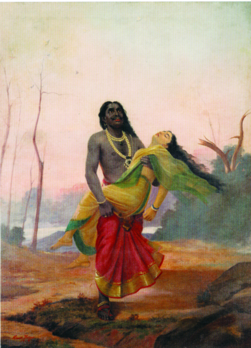 Ravana abducting Sita, oil on canvas